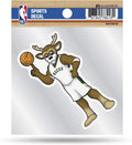 NBA Milwaukee Bucks Mascot 4x4 Decal, Team Color, Size of individual decal will vary