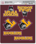 Loyola University Chicago Ramblers 6-Piece Decal Sticker Set, 5x6 Inch Sheet, Gift for football fans for any hard surfaces around home, automotive, personal items