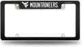 West Virginia University Mountaineers Metal License Plate Frame Chrome Tag Cover Carbon Fiber Design 6x12 Inch