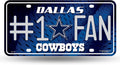 Dallas Cowboys #1 Fan Metal License Plate Tag Aluminum Novelty 12x6 Inch
