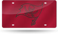 Tampa Bay Buccaneers Premium Laser Cut Tag License Plate, Red, Mirrored Acrylic Inlaid, 12x6 Inch
