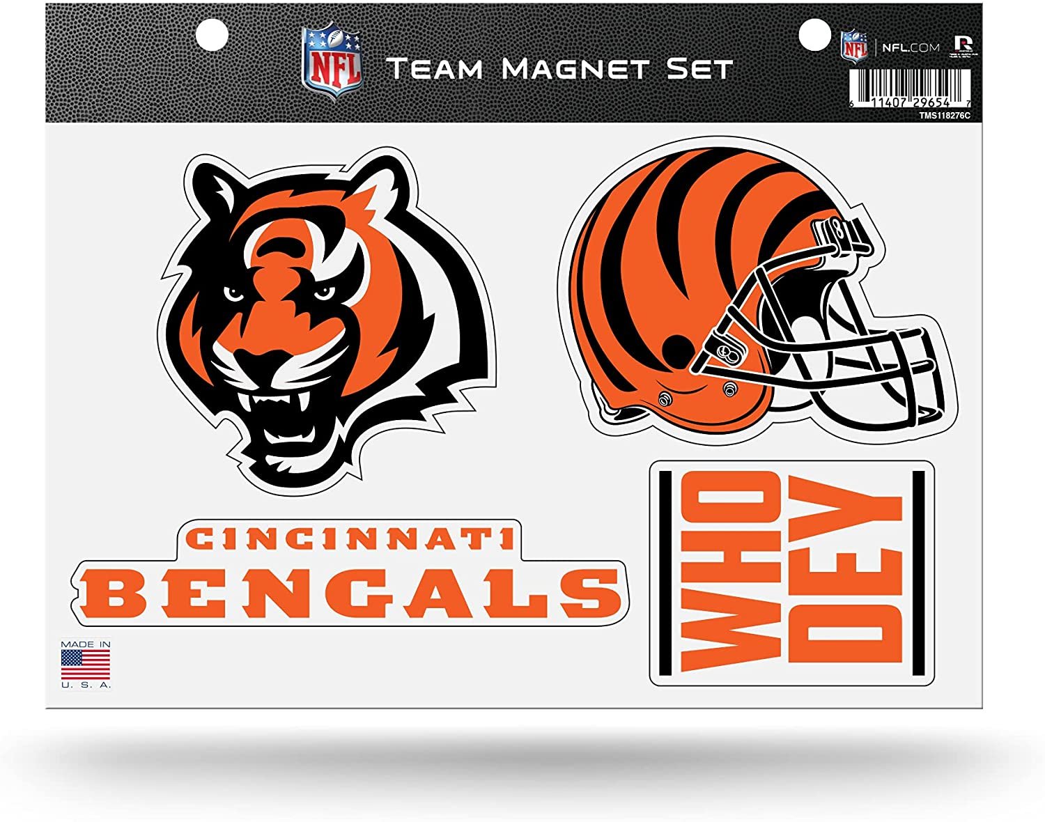 Rico Industries NFL Cincinnati Bengals 8.5" x 11" Team Magnet Set for Car, Refrigerator, Fridge, Locker, Office Cabinet