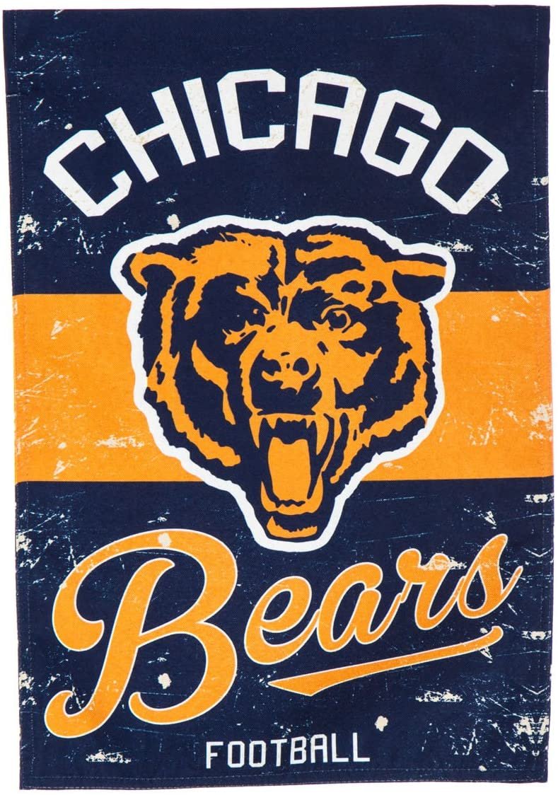 Chicago Bears Premium Garden Flag Banner, Double Sided, Linen, Vintage Style, 13x18 Inch