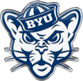 Brigham Young University BYU Cougars Premium Aluminum Metal Raised Auto Emblem, Alternate Logo, Color Embossed, Full Adhesive Backing