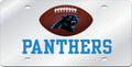 Carolina Panthers Premium Laser Cut Tag License Plate, Football Design, Mirrored Acrylic Inlaid, 12x6 Inch