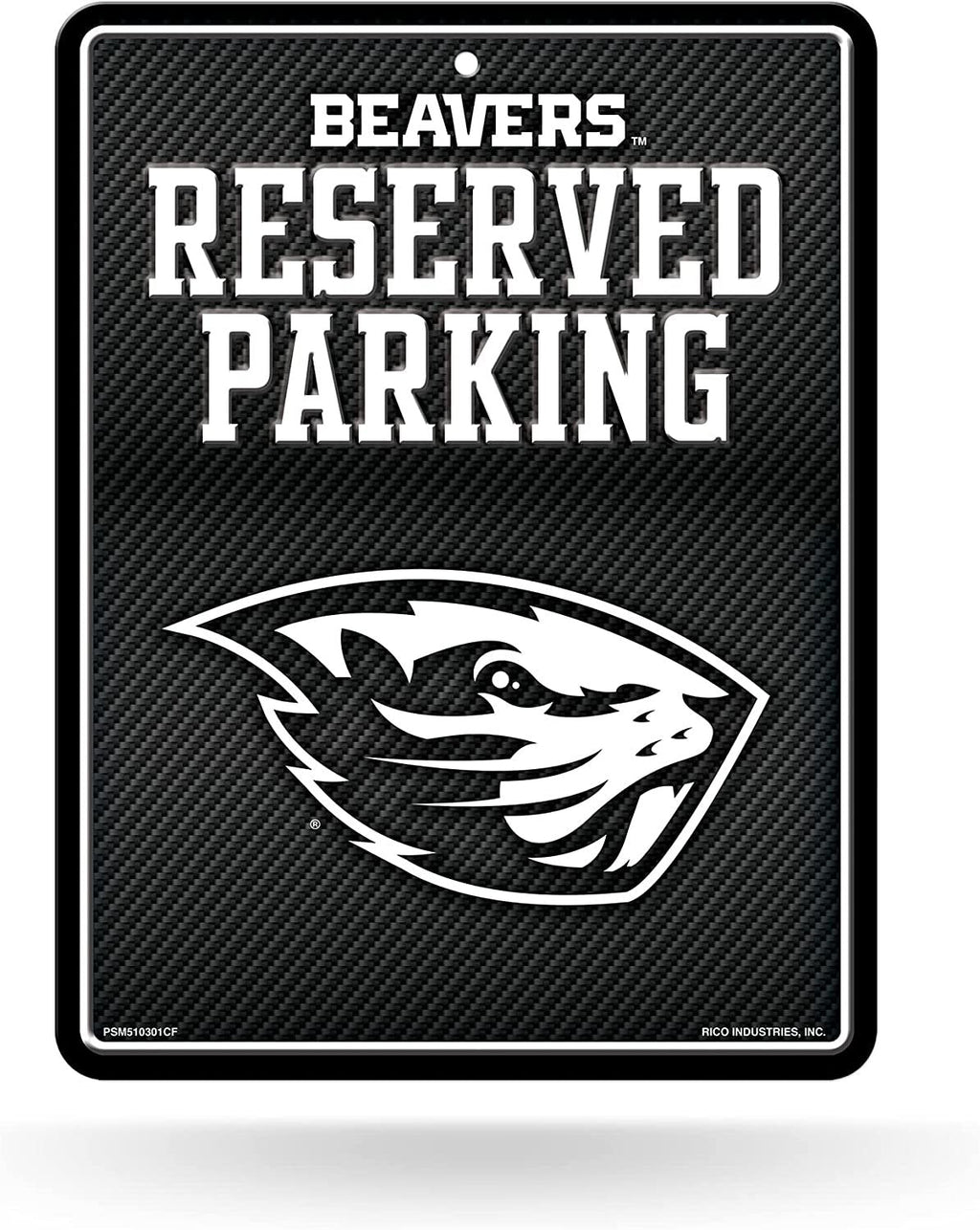 Oregon State University Beavers Metal Parking Novelty Wall Sign 8.5 x 11 Inch Carbon Fiber Design