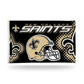 New Orleans Saints Premium 3x5 Feet Flag Banner, Helmet Design, Metal Grommets, Outdoor Use, Single Sided