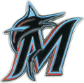 Miami Marlins Premium Solid Metal Raised Auto Emblem, Team Color, Shape Cut, Adhesive Backing