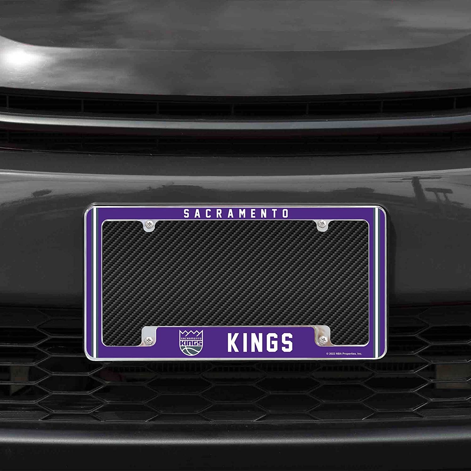 Sacramento Kings Metal License Plate Frame Chrome Tag Cover Alternate Design 6x12 Inch
