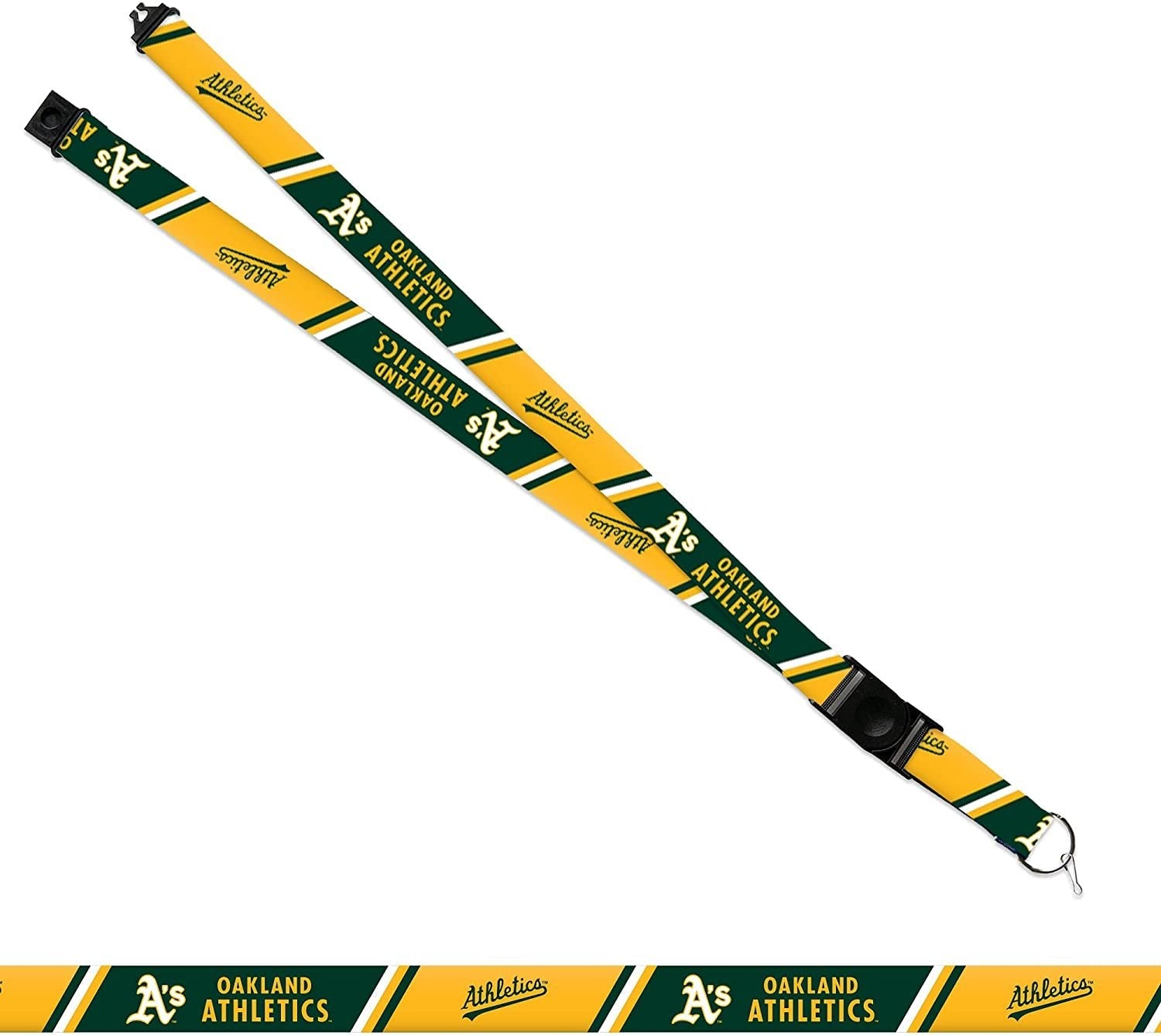 Oakland Athletics A's Lanyard Keychain Double Sided 18 Inch Button Clip Safety Breakaway
