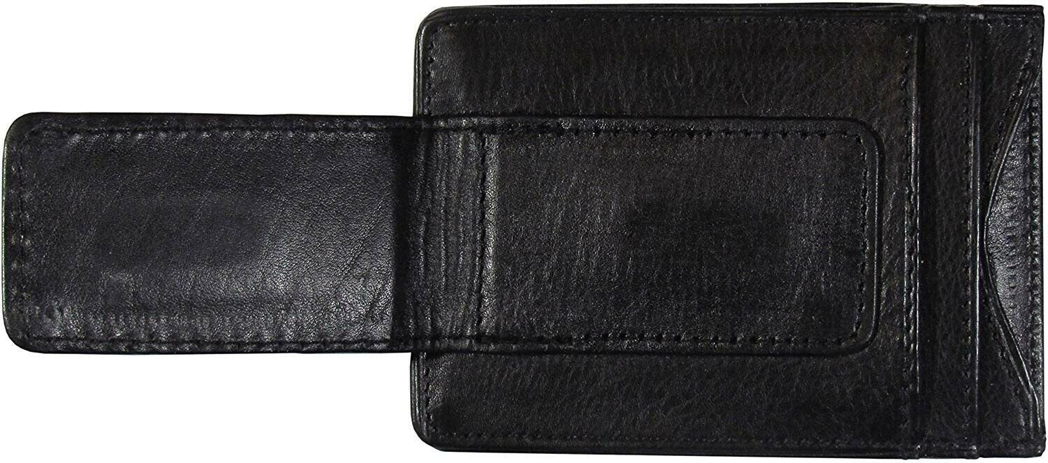 Washington Redskins Black Leather Wallet, Front Pocket Magnetic Money Clip, Printed Logo