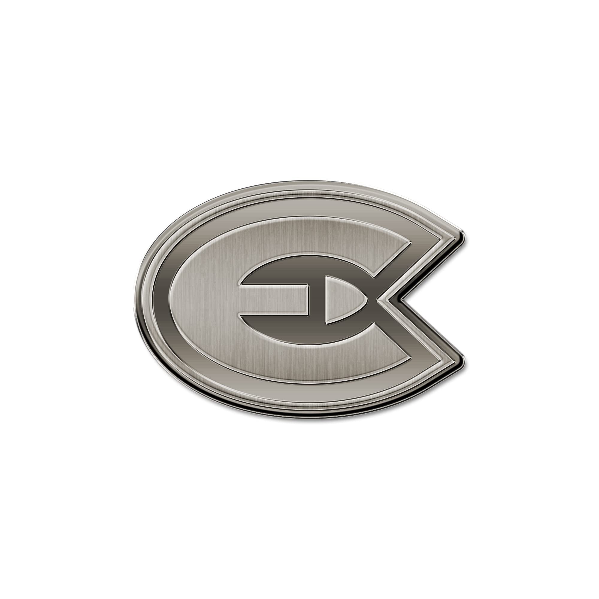 Rico Industries NCAA Wisconsin-Eau Claire Blugolds Antique Auto Emblem Antique Nickel Auto Emblem for Car/Truck/SUV