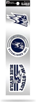 Wisconsin Stout Blue Devils Triple Retro Throwback Spirit Decals Flat Vinyl Auto Home Sticker Sheet University of