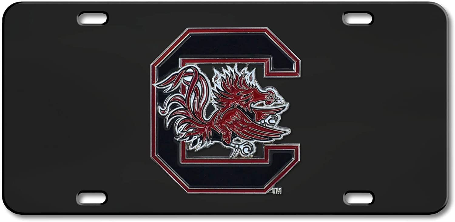 University of South Carolina Gamecocks Metal License Plate Tag Die Cast 3D Black Stainless Steel