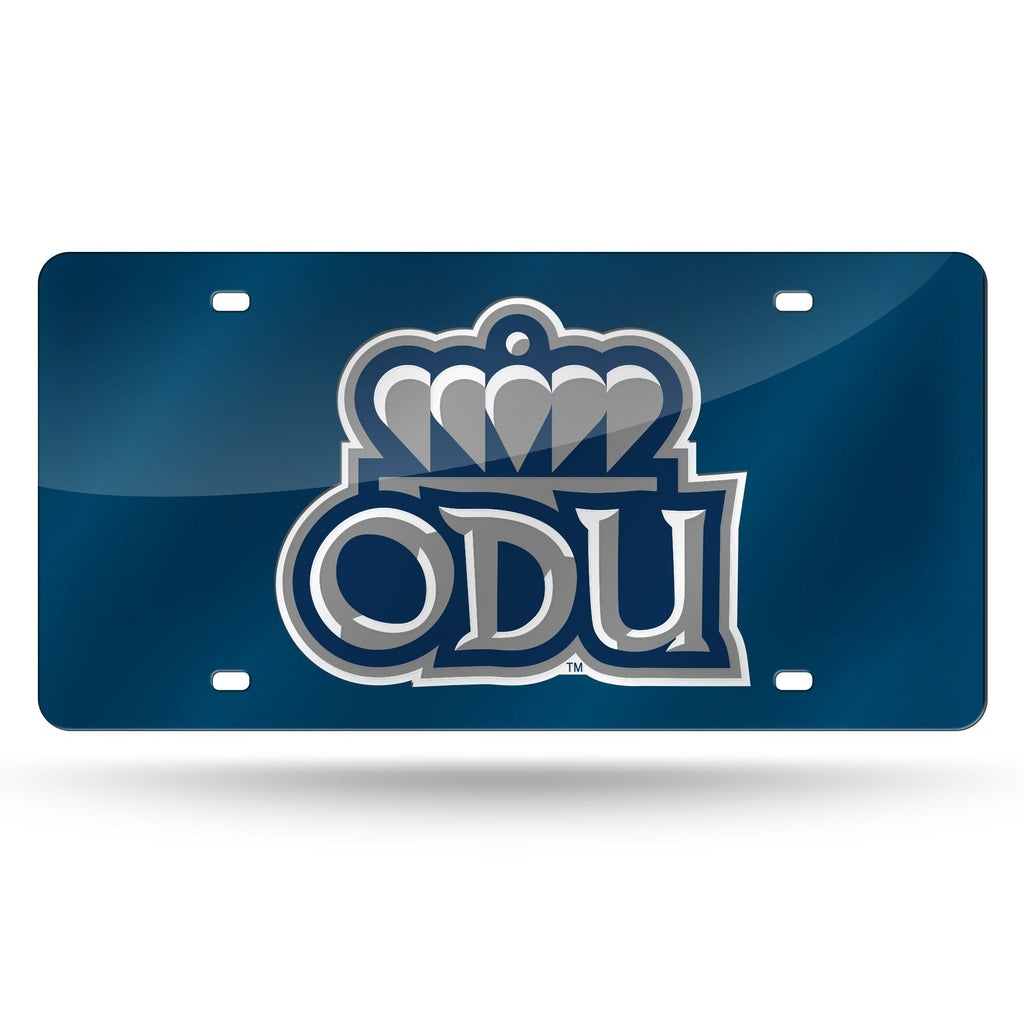 Old Dominion University Monarchs Premium Laser Cut Tag License Plate, Blue, Mirrored Acrylic Inlaid, 12x6 Inch