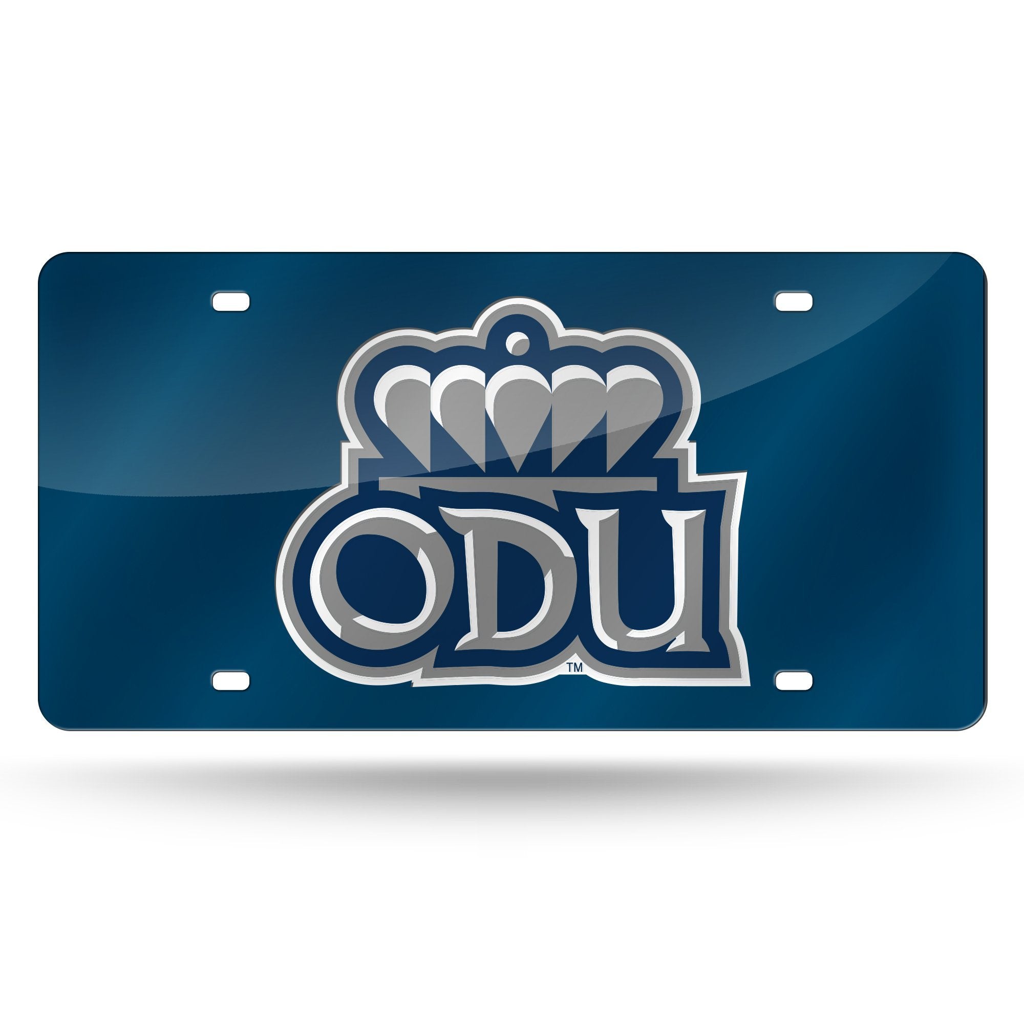 Old Dominion University Monarchs Premium Laser Cut Tag License Plate, Blue, Mirrored Acrylic Inlaid, 12x6 Inch