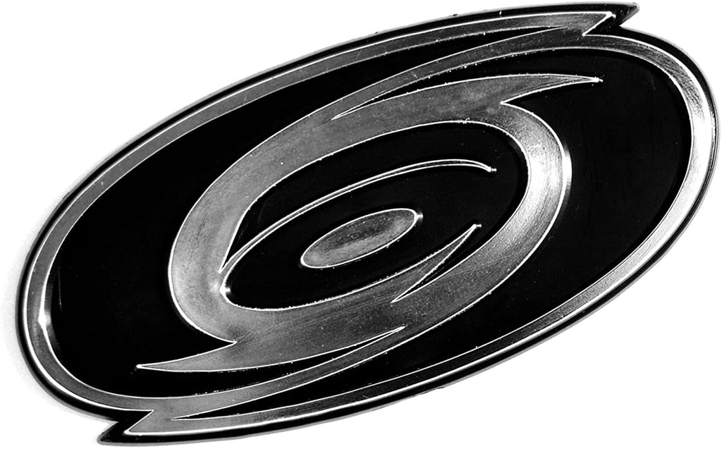 Carolina Hurricanes Auto Emblem, Plastic Molded, Silver Chrome Color, Raised 3D Effect, Adhesive Backing