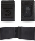 Atlanta Hawks Premium Black Leather Wallet, Front Pocket Magnetic Money Clip, Laser Engraved, Vegan