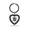 Kings - LA Colored Rhinestone Heart Keychain - Black