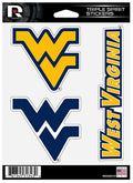 West Virginia Mountaineers Triple Sticker Multi Decal Sheet Auto Home University