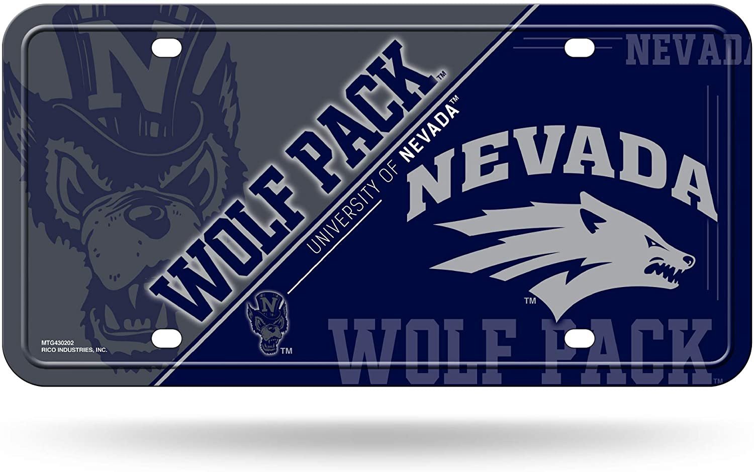 University of Nevada Wolf Pack Metal Tag License Plate Novelty 12x6 Inch Split Design