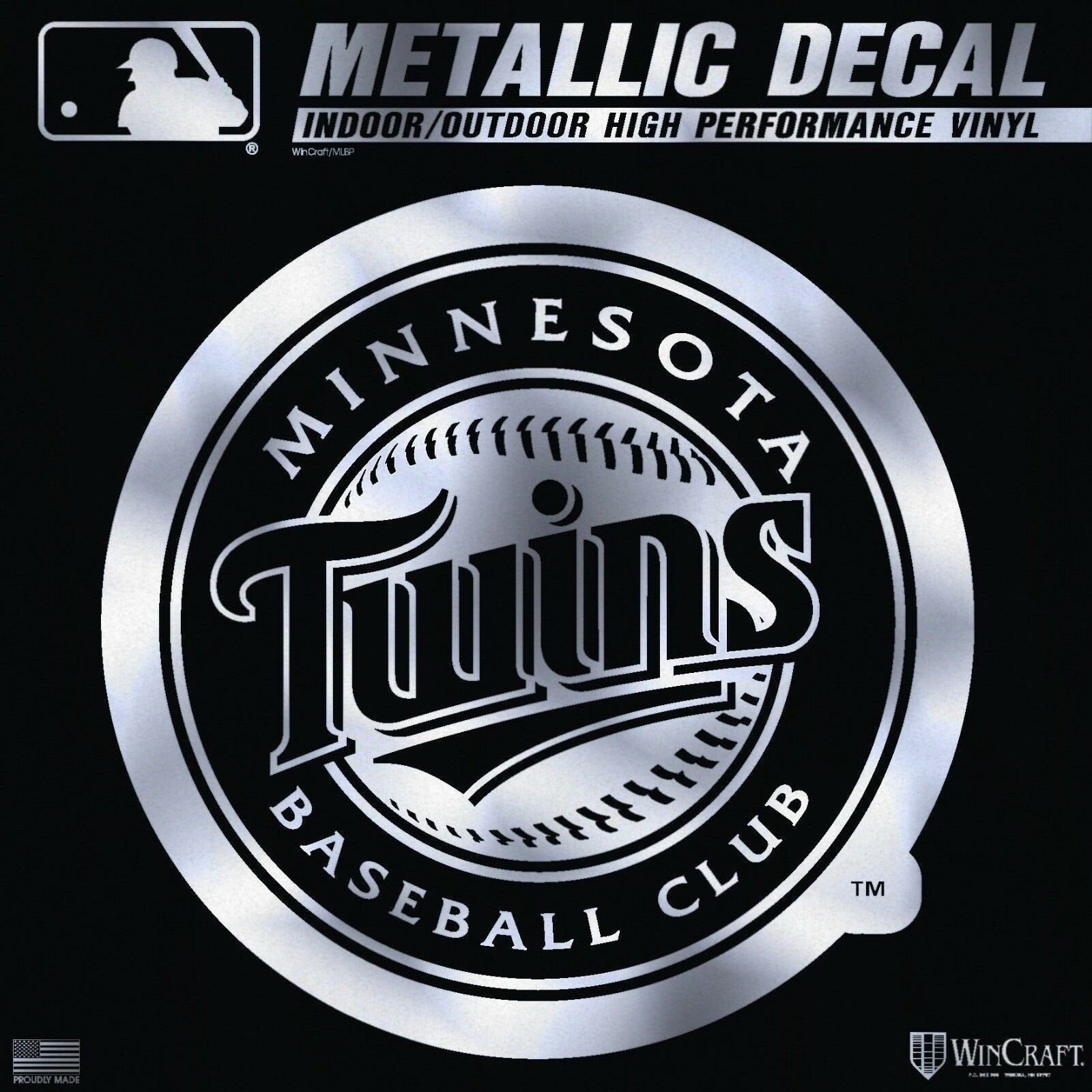 Minnesota Twins 6 Inch Decal Sticker, Metallic Chrome Shimmer Design