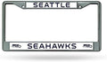 Seattle Seahawks Chrome Metal License Plate Frame Tag Cover, 12x6 Inch