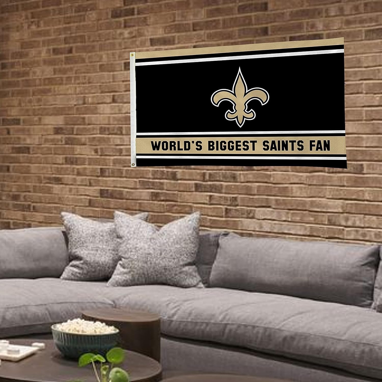 New Orleans Saints 3x5 Feet Flag Banner, World's Biggest Fan, Metal Grommets, Single Sided, Indoor or Outdoor Use