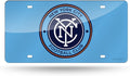 New York City FC MLS Premium Laser Cut Tag License Plate, Blue Mirrored Acrylic Inlaid, 12x6 Inch