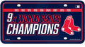 Boston Red Sox Metal Auto Tag License Plate, 9-Time World Series Champions, 6x12 Inch