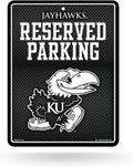 University of Kansas Jayhawks Metal Parking Novelty Wall Sign 8.5 x 11 Inch Carbon Fiber Design