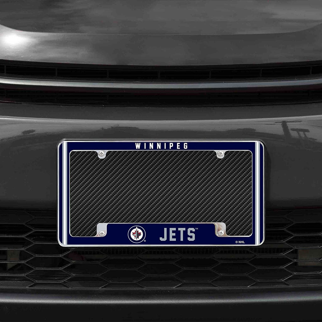 Winnipeg Jets Metal License Plate Frame Chrome Tag Cover Alternate Design 6x12 Inch