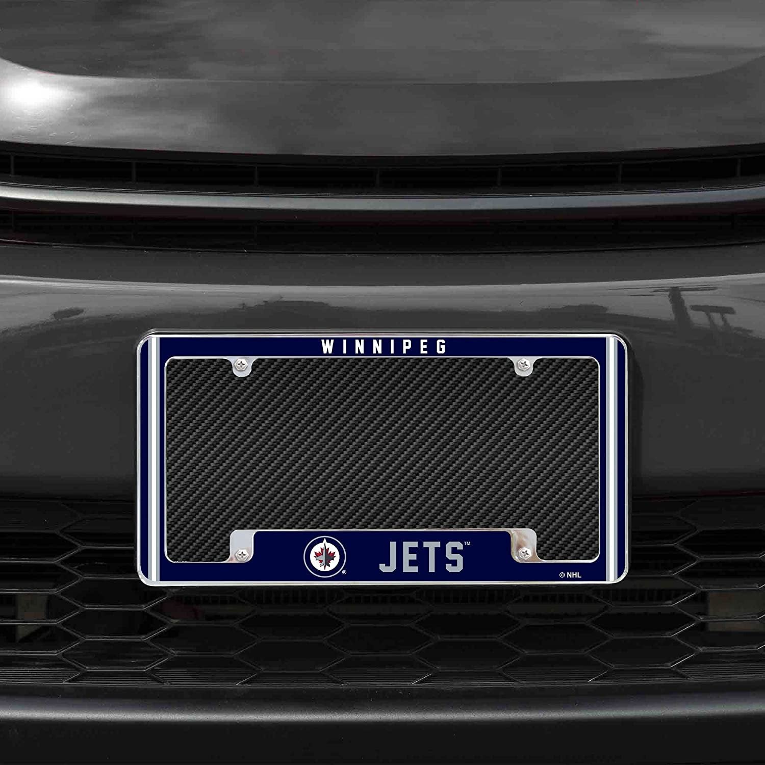 Winnipeg Jets Metal License Plate Frame Chrome Tag Cover Alternate Design 6x12 Inch