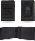 Gonzaga University Bulldogs Premium Black Leather Wallet, Front Pocket Magnetic Money Clip, Laser Engraved, Vegan