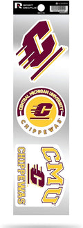 Central Michigan Chippewas Triple Retro Throwback Spirit Decals Flat Vinyl Auto Home Sticker Sheet University of