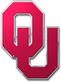 University of Oklahoma Sooners Auto Emblem, Aluminum Metal, Embossed Team Color, Raised Decal Sticker, Full Adhesive Backing