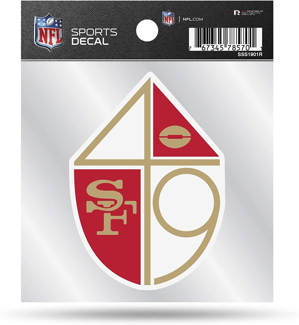 San Francisco 49ers 4x4 Inch Decal Sticker Retro Logo Design Clear Backing