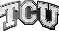 Texas Christian University Horned Frogs TCU Auto Emblem, Silver Chrome Color, Molded Raised, Adhesive Tape Backing, 3 Inch