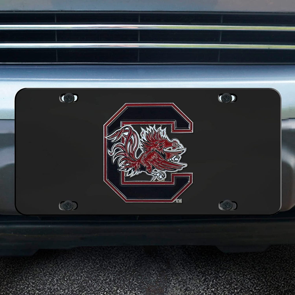 University of South Carolina Gamecocks Metal License Plate Tag Die Cast 3D Black Stainless Steel