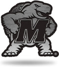 University of Maryland Terrapins Premium Solid Metal Raised Auto Emblem, Antique Nickel Finish, Shape Cut, Adhesive Backing