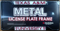 Texas A&M University Aggies Black Metal License License Plate Frame Chrome Tag Cover, 12x6 Inch