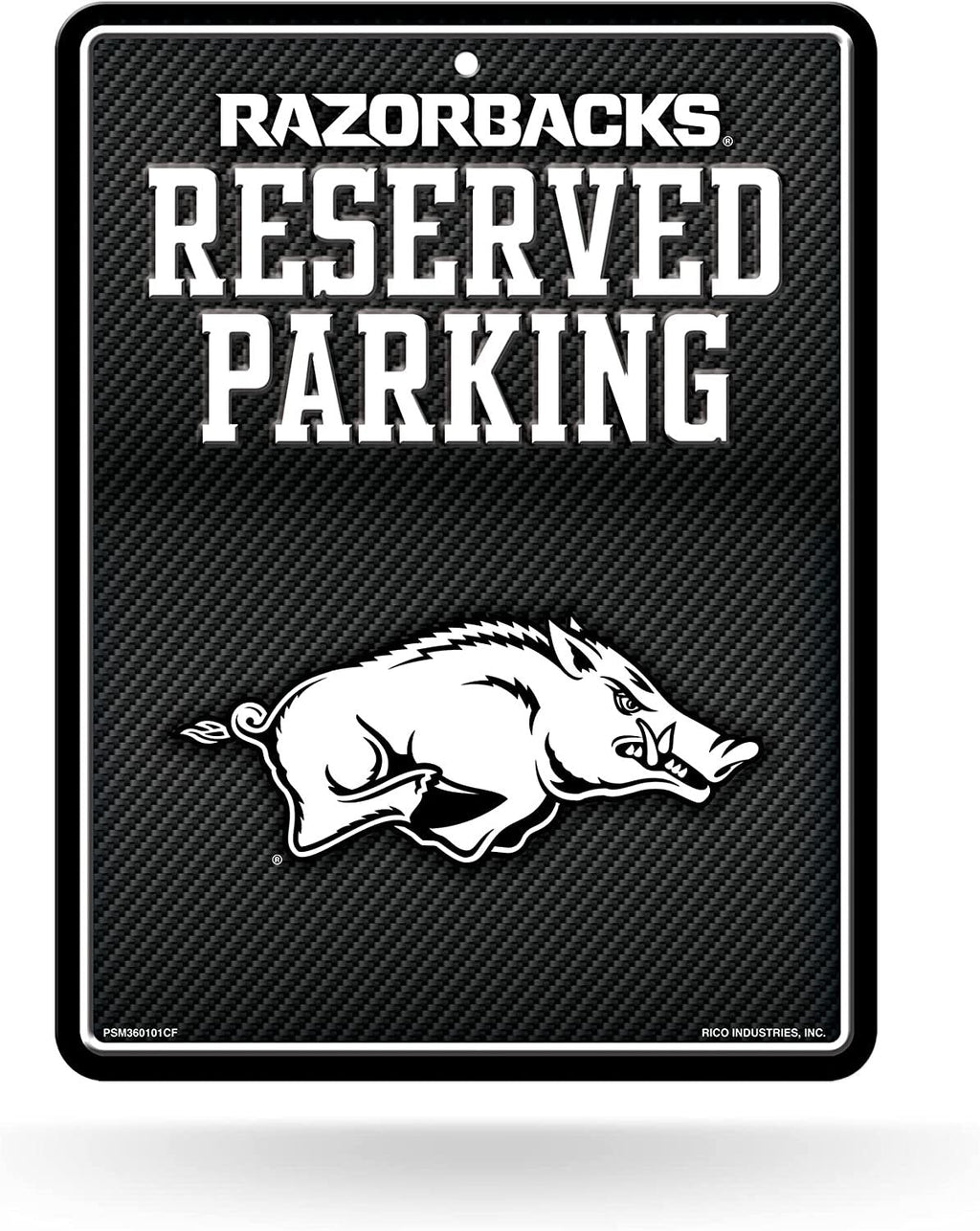 University of Arkansas Razorbacks Metal Parking Novelty Wall Sign 8.5 x 11 Inch Carbon Fiber Design