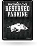 University of Arkansas Razorbacks Metal Parking Novelty Wall Sign 8.5 x 11 Inch Carbon Fiber Design