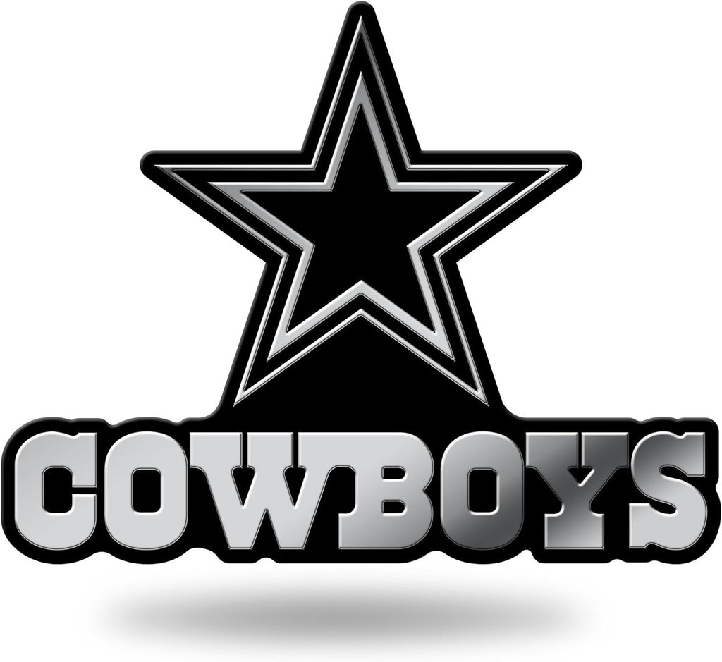 Dallas Cowboys Auto Emblem, Silver Chrome Color, Raised Molded Plastic, 3.5 Inch, Adhesive Tape Backing