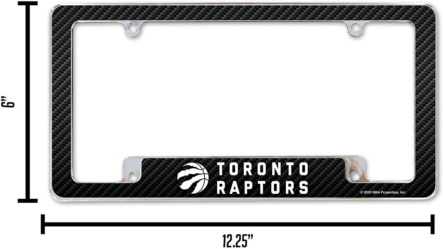 Toronto Raptors Metal License Plate Frame Chrome Tag Cover Carbon Fiber Design 6x12 Inch
