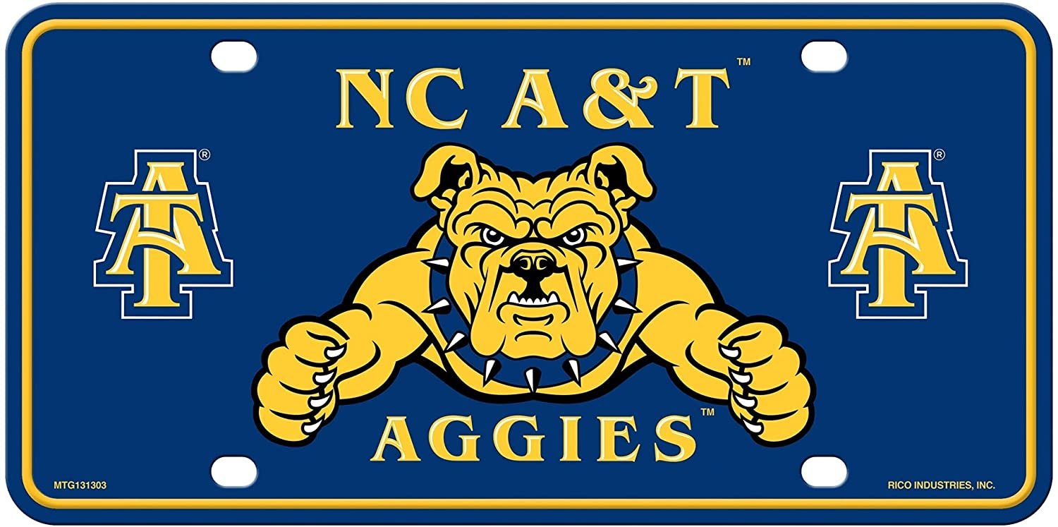 North Carolina A&T University Aggies Metal Auto Tag License Plate, Logo Design, 6x12 Inch