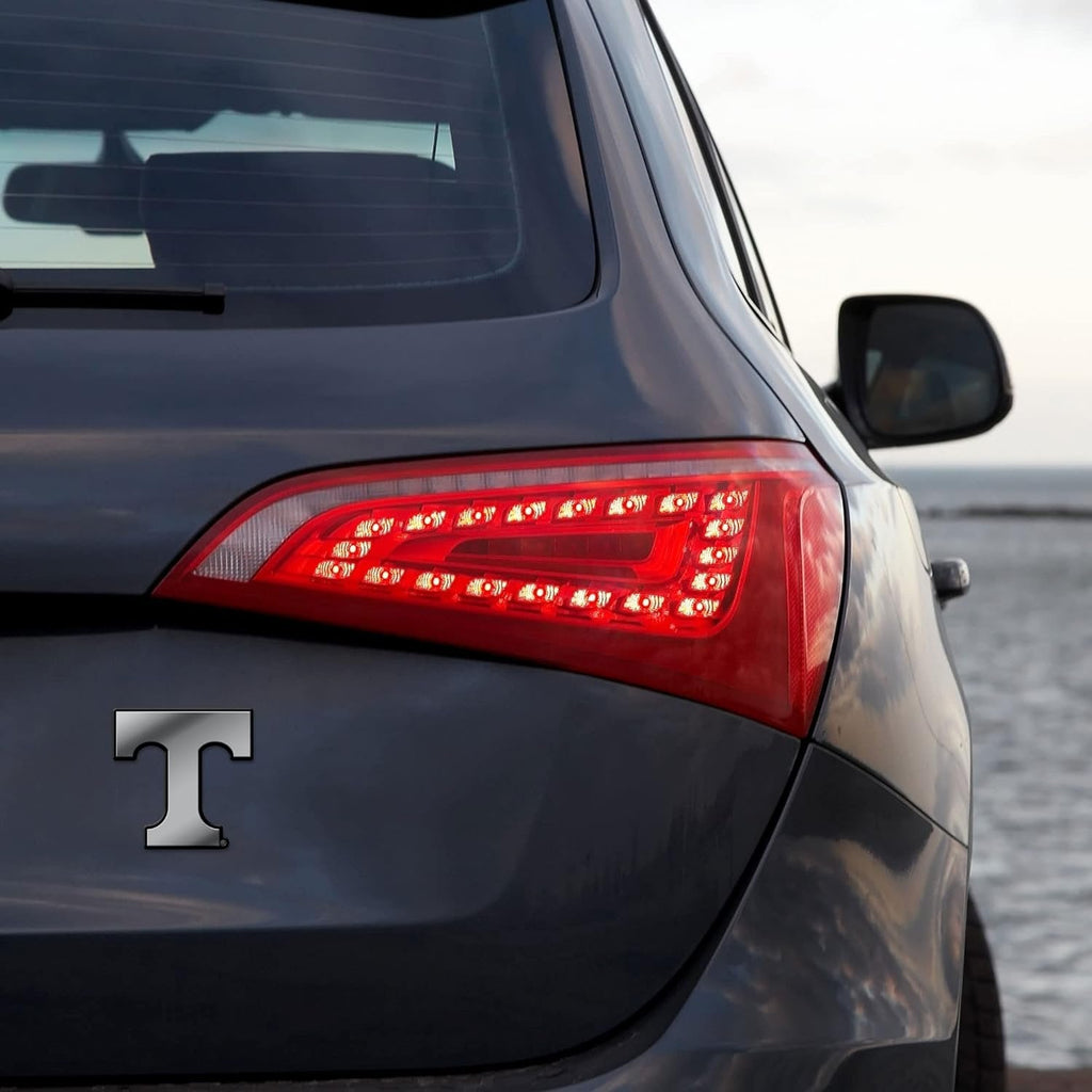 University of Tennessee Volunteers Auto Emblem, Silver Chrome Color, Raised Molded Plastic, 3.5 Inch, Adhesive Tape Backing
