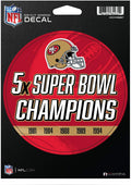 San Francisco 49ers 5" Decal Sticker 5X Time Champions Flat Vinyl Auto Emblem Football