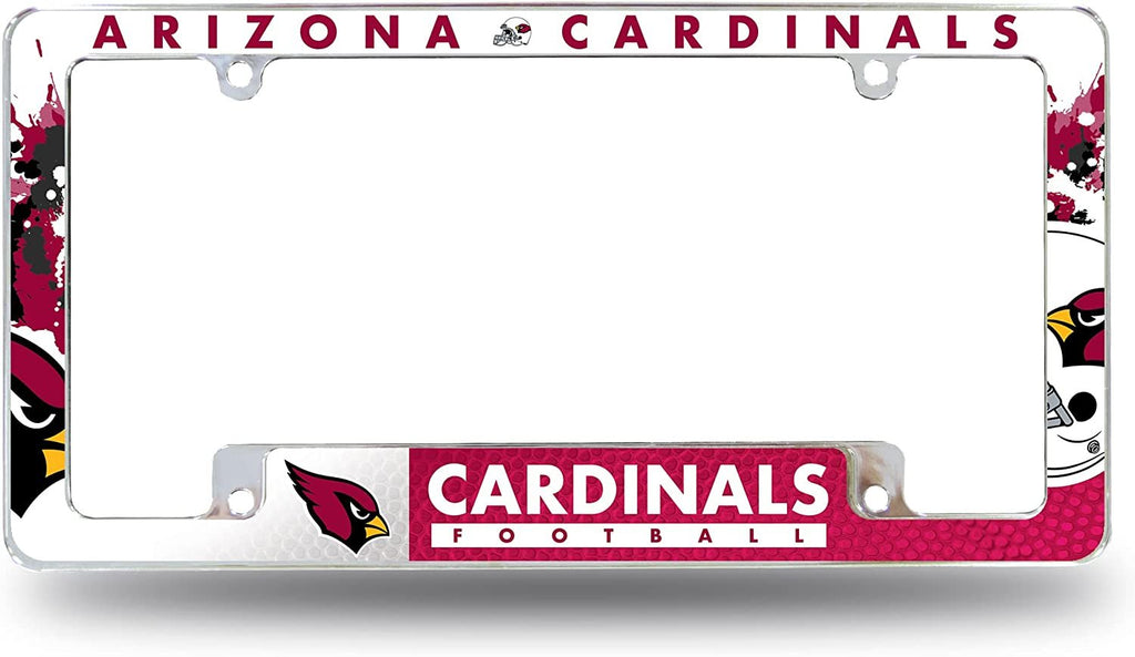 Arizona Cardinals Metal License License Plate Frame Tag Cover, All Over Design, 12x6 Inch