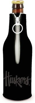 Nebraska Cornhuskers 2-Pack Tonal Black Design Zipper Bottle Neoprene Beverage Insulator Holder University of